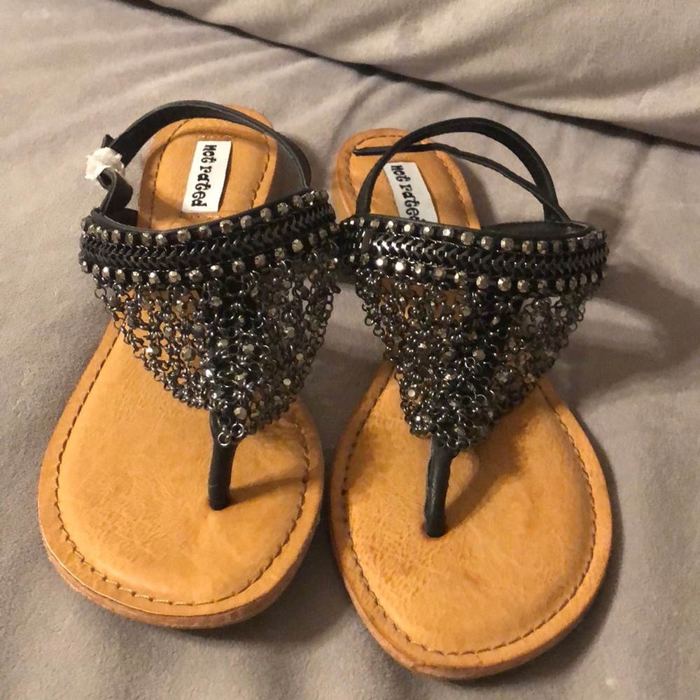 Not Rated Black/Gunmetal Sandals